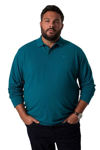Men Plus Herren große Größen Übergrößen Menswear L-8XL Men+ Poloshirt, Bauchfit, Basic, Piqué, Langarm, bis 10 XL Rauchblau 6XL 836274760-6XL von Men Plus