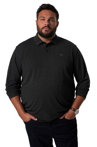 Men Plus Herren große Größen Übergrößen Menswear L-8XL Men+ Poloshirt, Bauchfit, Basic, Piqué, Langarm, bis 10 XL schwarz 5XL 836274100-5XL von Men Plus