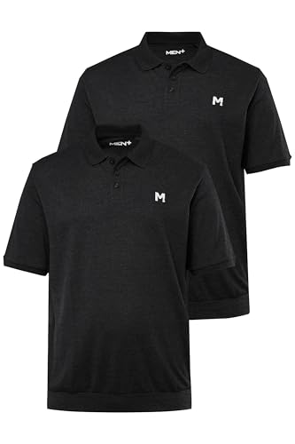 Men Plus Herren große Größen Übergrößen Menswear L-8XL Men+ Poloshirts, 2er-Pack, Bauchfit, Basic, Piqué, Halbarm, bis 10 XL schwarz 8XL 836266100-8XL von Men Plus