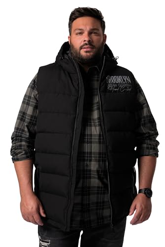 Men Plus Herren große Größen Übergrößen Menswear L-8XL Men+ Steppweste, Kapuze, Brustprint, bis 8 XL schwarz 6XL 835442100-6XL von Men Plus