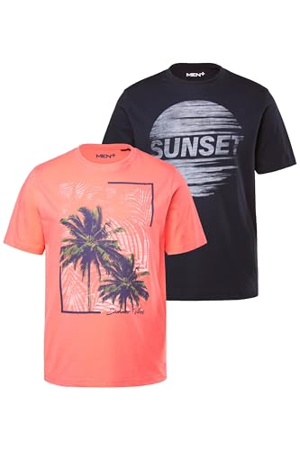 Men Plus Herren große Größen Übergrößen Menswear L-8XL Men+ T-Shirts, 2er-Pack, Halbarm, Print, bis 8 XL Koralle 4XL 839911506-4XL von Men Plus