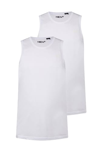 Men Plus Herren große Größen Übergrößen Menswear L-8XL Men+ Tanktop, Basic, 2er-Pack, Rundhals, bis 8 XL schneeweiß 8XL 836305200-8XL von Men Plus
