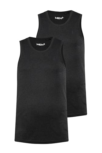 Men Plus Herren große Größen Übergrößen Menswear L-8XL Men+ Tanktop, Basic, 2er-Pack, Rundhals, bis 8 XL schwarz 8XL 836305100-8XL von Men Plus