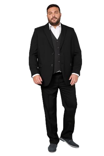 Men Plus Herren große Größen Übergrößen Menswear L-8XL Men + Sakko, Bauchfit, Revers, Streifenfutter, bis 41 schwarz 31 200595100-31 von Men Plus