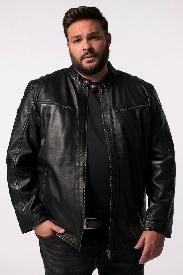 Men Plus Lederjacke Men+ Leder-Bikerjacke Leder Stehkragen bis 7 XL von Men Plus