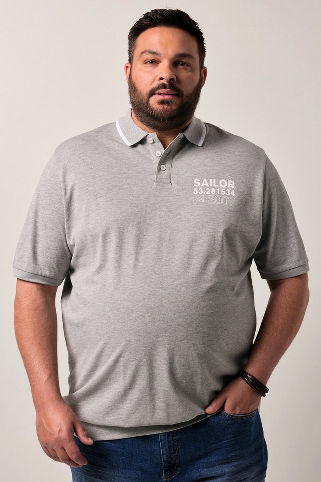 Men Plus Poloshirt Men+ Poloshirt Bauchfit Halbarm Piqué Print von Men Plus