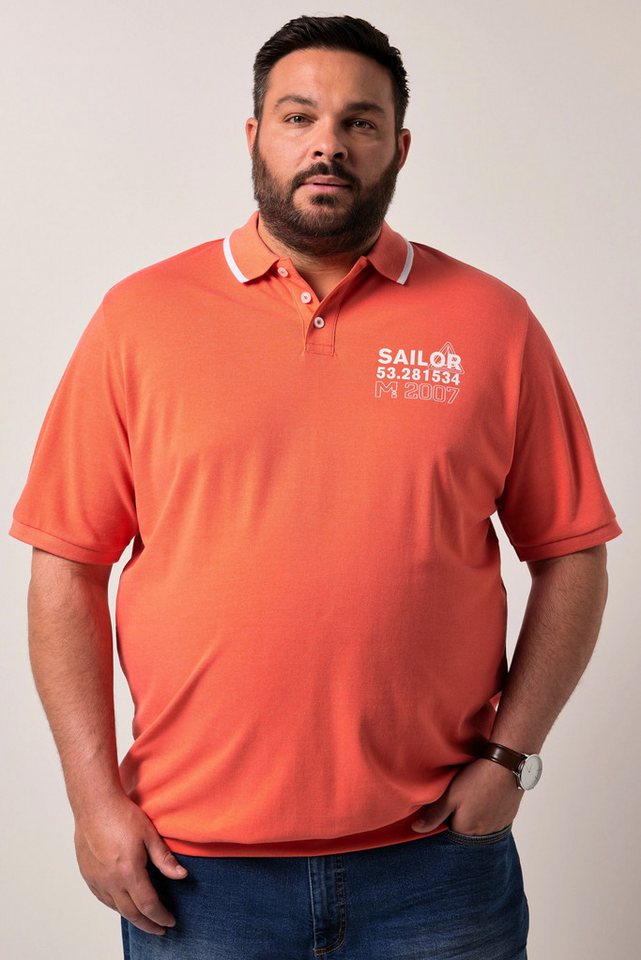 Men Plus Poloshirt Men+ Poloshirt Bauchfit Halbarm Piqué Print von Men Plus