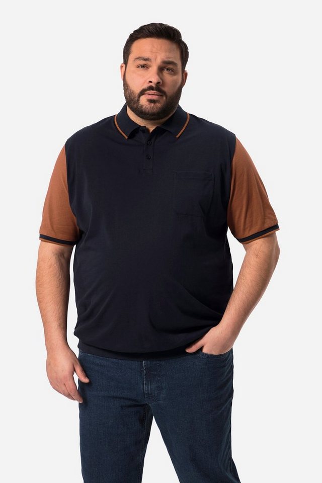 Men Plus Poloshirt Men+ Poloshirt Bauchfit kontrastfarbiger Halbarm von Men Plus
