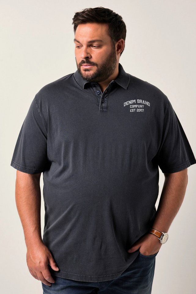 Men Plus Poloshirt Men+ Poloshirt Halbarm Brustprint Vintage Look von Men Plus