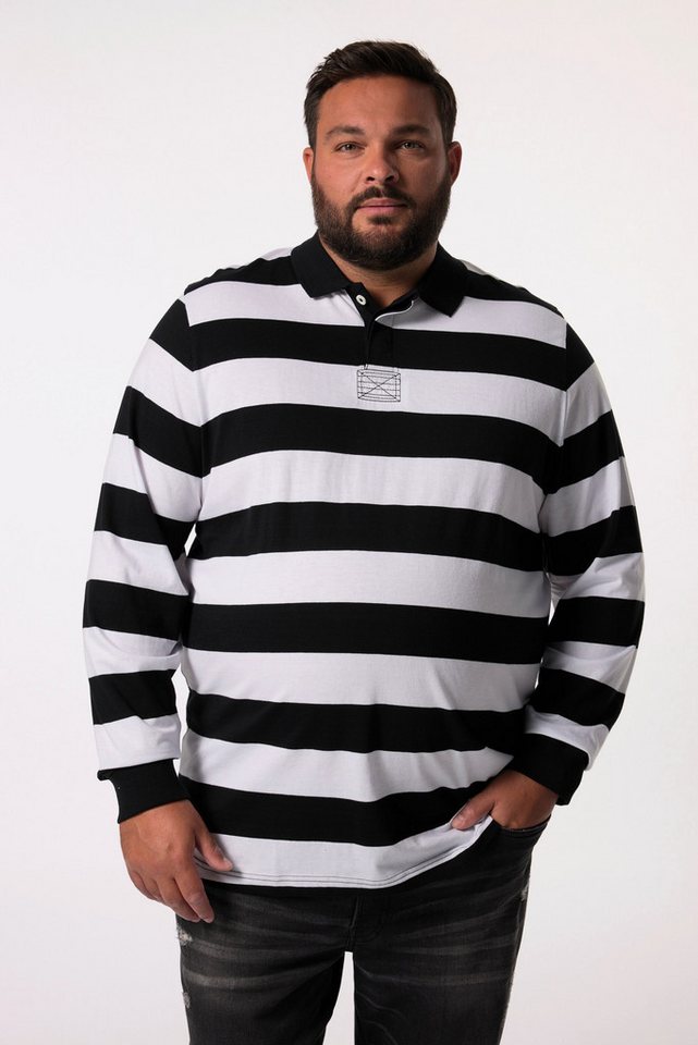 Men Plus Poloshirt Men+ Poloshirt Langarm Ringel Rückendruck bis 8 XL von Men Plus