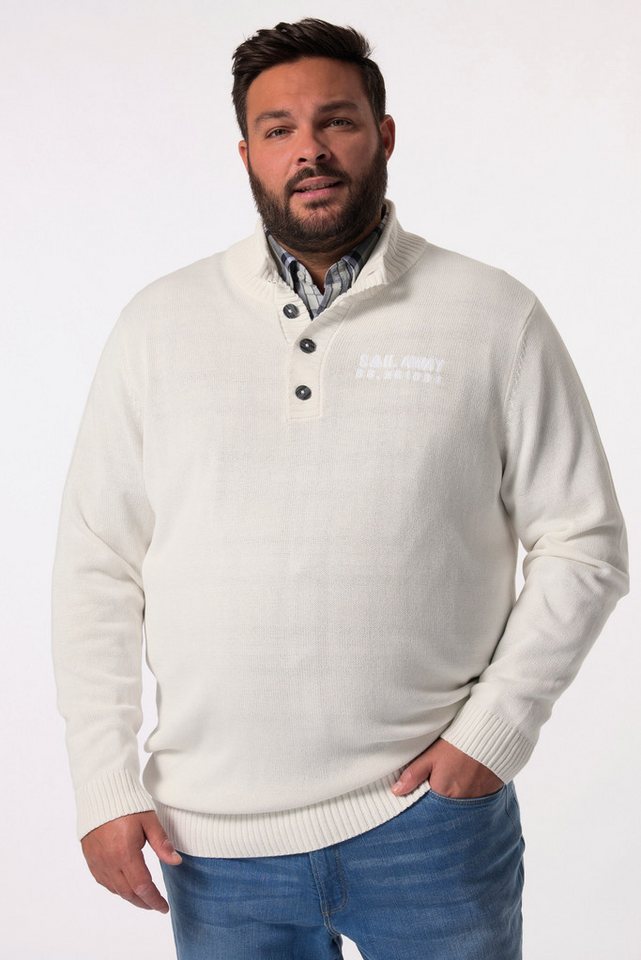 Men Plus Rundhalspullover Men+ Troyer Zippkragen Knopfleiste Stick bis 8 XL von Men Plus