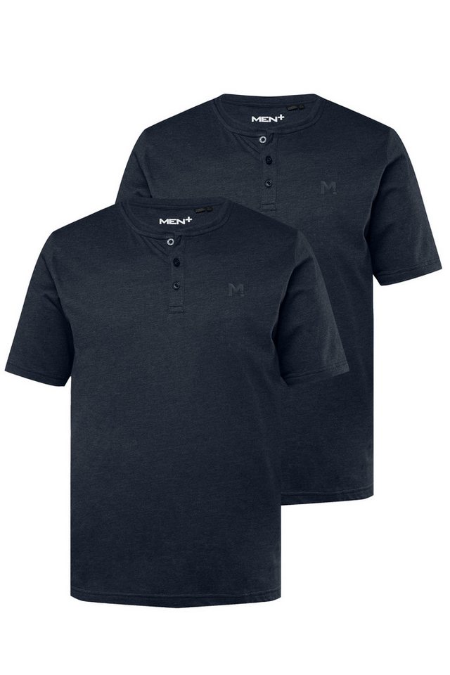 Men Plus T-Shirt Men+ Henley 2er-Pack Basic Halbarm Rundhals Men Plus T-Shirt Men+ Henley 2er-Pack Basic Halbarm Rundhals von Men Plus
