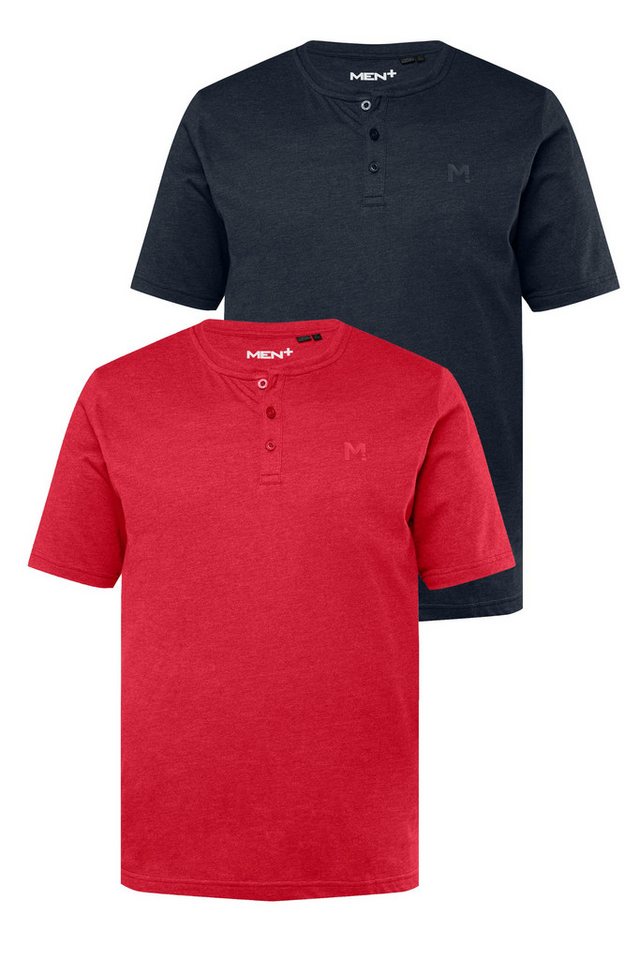 Men Plus T-Shirt Men+ Henley 2er-Pack Basic Halbarm Rundhals von Men Plus