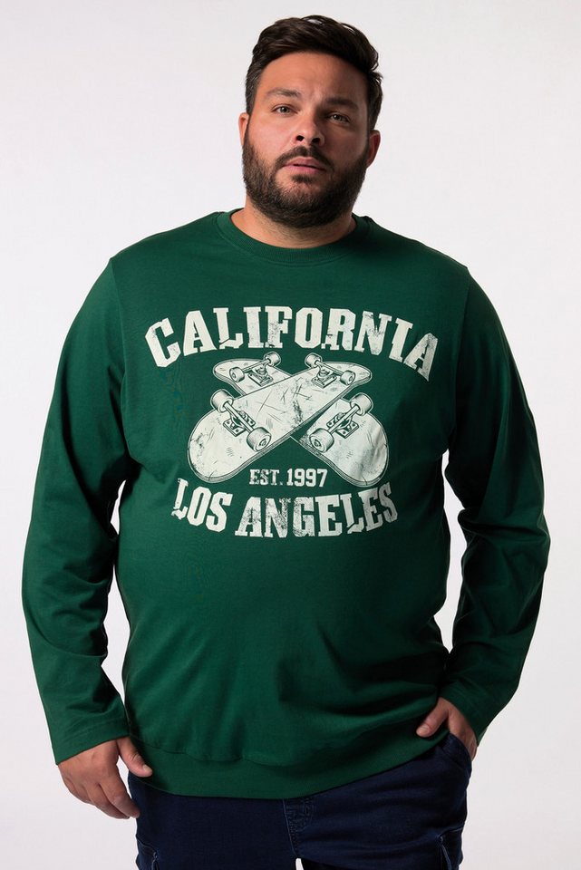 Men Plus T-Shirt Men+ Langarmshirt Bauchfit Brustprint Rundhals von Men Plus