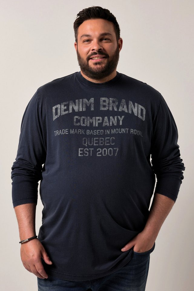 Men Plus T-Shirt Men+ Langarmshirt Brustprint Vintage Look bis 8 XL von Men Plus