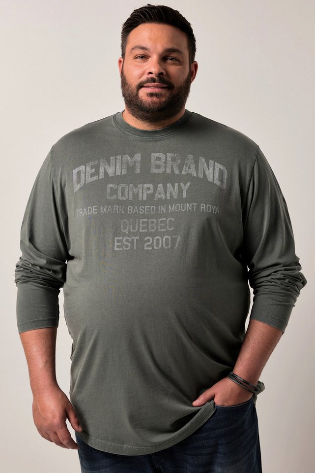 Men Plus T-Shirt Men+ Langarmshirt Brustprint Vintage Look bis 8 XL von Men Plus