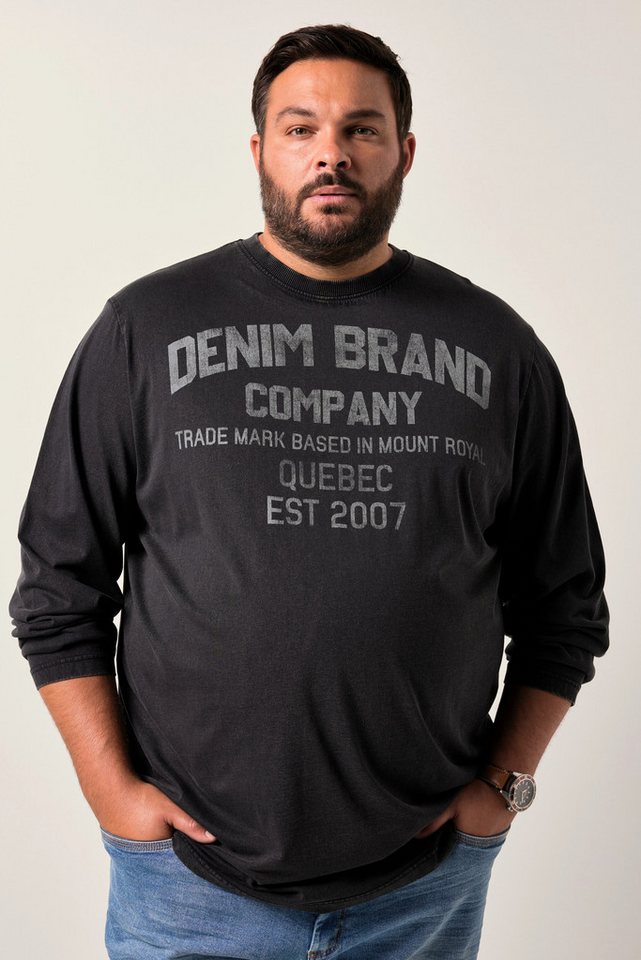 Men Plus T-Shirt Men+ Langarmshirt Brustprint Vintage Look bis 8 XL von Men Plus