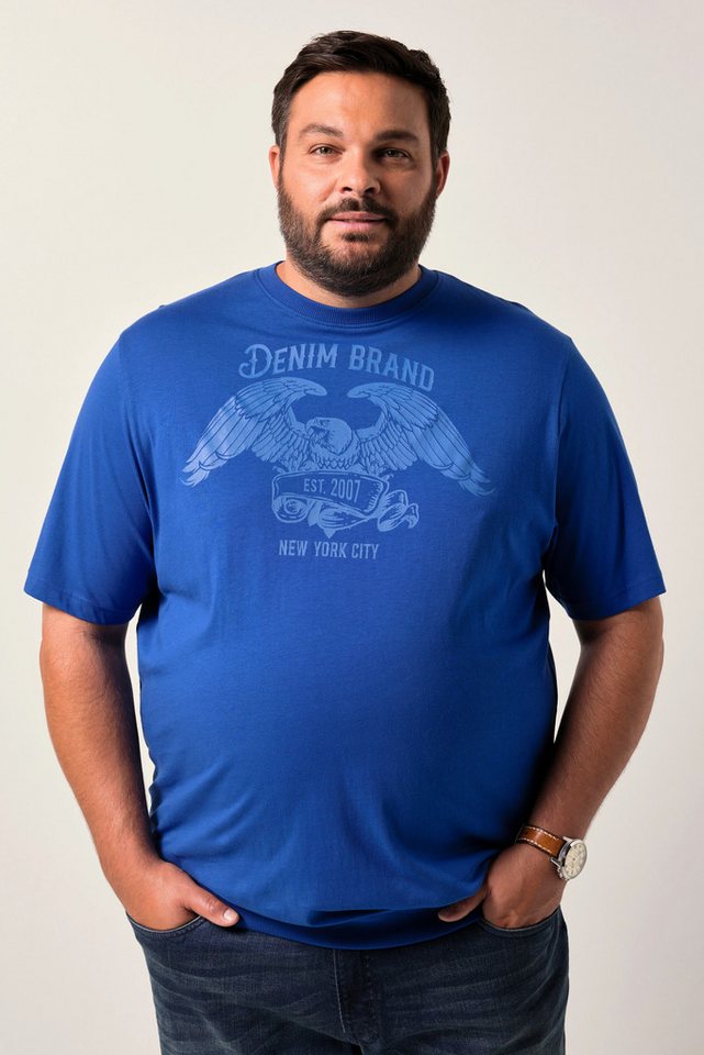 Men Plus T-Shirt Men+ T-Shirt Bauchfit Halbarm Brustprint bis 8 XL von Men Plus