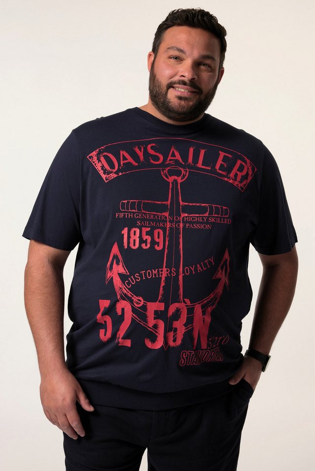 Men Plus T-Shirt Men+ T-Shirt Halbarm Bauchfit Print Rundhals von Men Plus