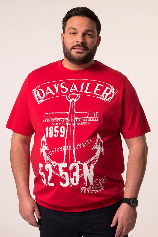 Men Plus T-Shirt Men+ T-Shirt Halbarm Bauchfit Print Rundhals von Men Plus