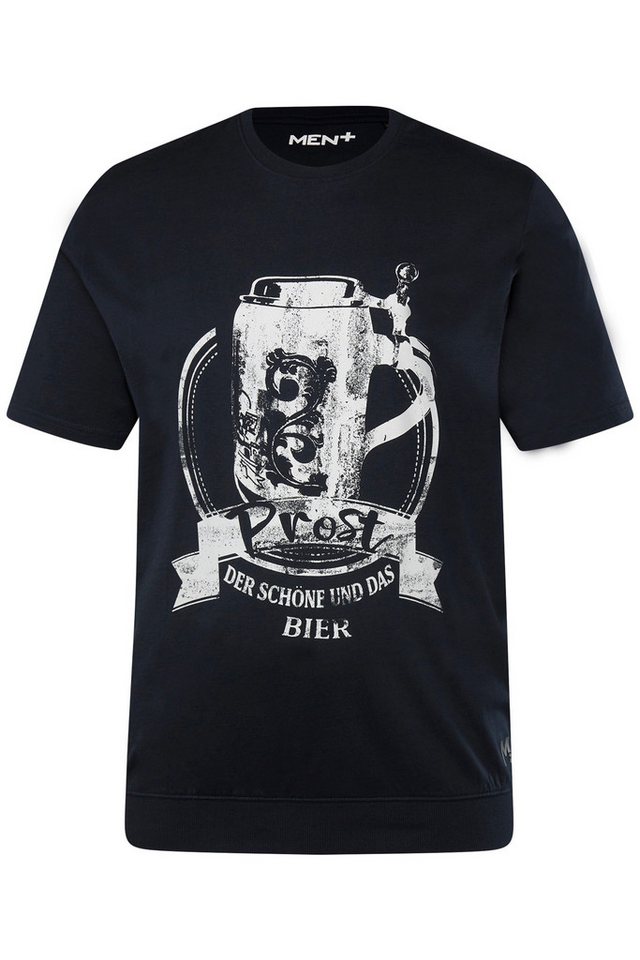 Men Plus T-Shirt Men+ T-Shirt Halbarm Tracht großer Druck Bauchfit von Men Plus