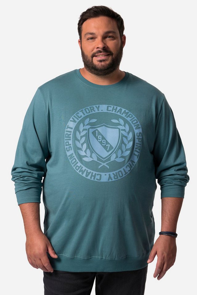 Men Plus T-Shirt Men+ T-Shirt Langarm Bauchfit Druck vorne bis 8 XL von Men Plus