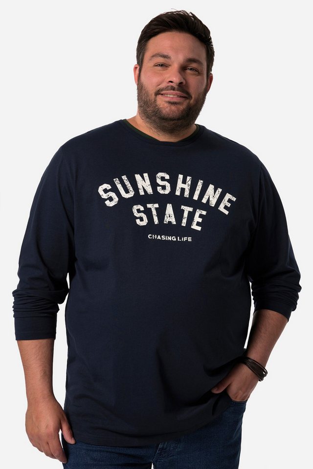 Men Plus T-Shirt Men+ T-Shirt Langarm großer Print Rundhals von Men Plus