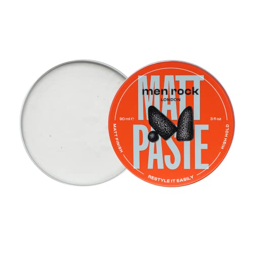 Men Rock Mattpaste Haarstyling mit Matt Finish und Starkem Halt, auf Wasserbasis ohne Glanz, 90 ml von Men Rock