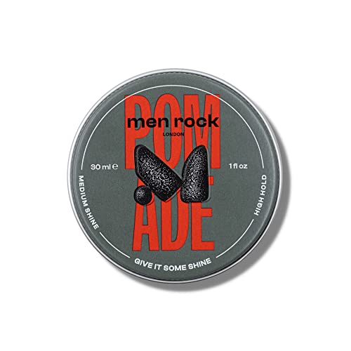 Men Rock Pomade - Starker Halt, Mittlerer Glanz, für Alle Haartypen, Fruchtig-Frischer Duft, 30ml von Men Rock