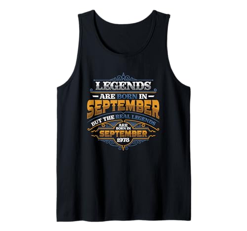 Herren Legends Are Born In September 1978 Herren Geburtstag Tank Top Herren Legends Are Born In September 1978 Herren Geburtstag Tank Top von Men's Birthday 1978