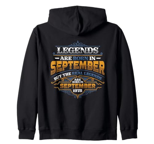 Legends Are Born In September 1978 Herren Geburtstag Kapuzenjacke von Men's Birthday 1978