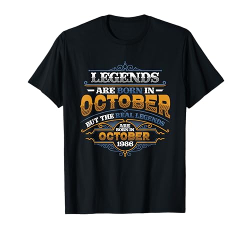 Legends Are Born In October 1986 Herren Geburtstag T-Shirt Legends Are Born In October 1986 Herren Geburtstag T-Shirt von Men's Birthday 1986