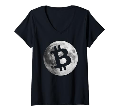 Damen Herren Bitcoin Logo Moon Shirt Kryptowährung Geld Geschenk Geek T-Shirt mit V-Ausschnitt Damen Herren Bitcoin Logo Moon Shirt Kryptowährung Geld Geschenk Geek T-Shirt mit V-Ausschnitt von Men's Bitcoin T-Shirt