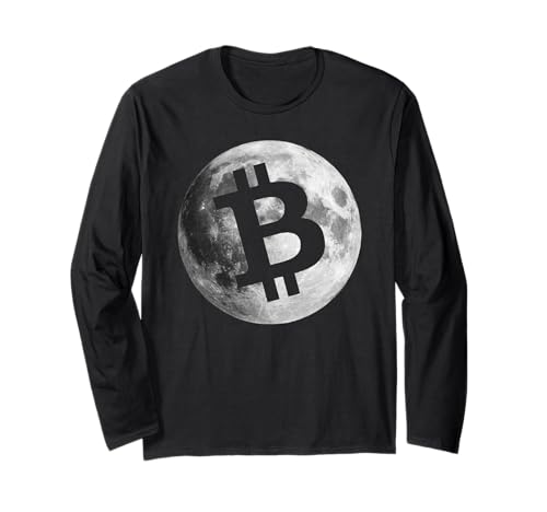 Herren Bitcoin Logo Moon Shirt Kryptowährung Geld Geschenk Geek Langarmshirt von Men's Bitcoin T-Shirt