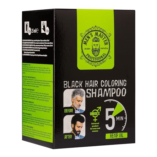 Men's Master Schwarz Färbendes Shampoo mit Keratin | Universelles Produkt für Männer und Frauen | Haarpflege | Shampoo Für weißes und Graues Haar l Professionelles Shampoo l 10 Beutel x 25 ml von MEN'S MASTER