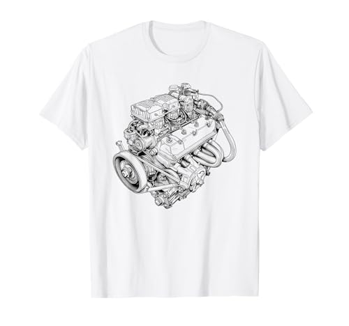 Oldtimer Motorblock Blueprint Diagramm Herren Grafik T-Shirt von Men's Vintage Engines & Car Graphics