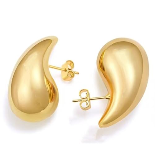 MenYiYDS – 1 Paar Wassertropfen-Ohrringe für Frauen, klobige Ohrringe, Gold-Creolen, hypoallergen, vergoldet, für Damen, Mädchen, Damen, Schmuck, Geschenk, Gold von MenYiYDS