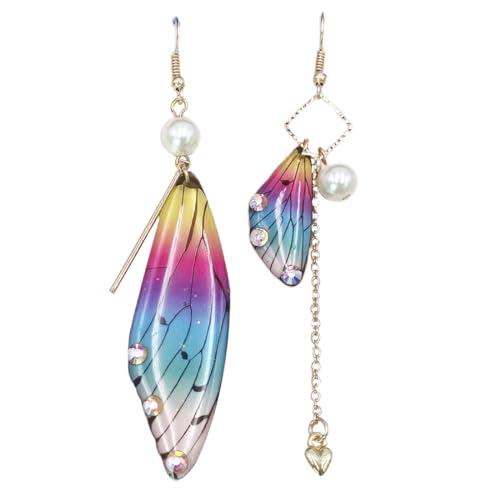 MenYiYDS 1 Paar Schmetterlingsflügel OhrringeNeuheit aus Harz Butterflügel hängende OhrringeBrautal Quaste baumeln OhrringeBrautal OhrringeFancy Damen Accessoires (Regenbogen Gold Diamanten) von MenYiYDS