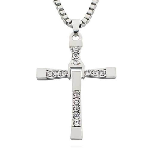 MenYiYDS 1 Pcs Einfache Edelstahl-Kreuz Halskette mit glänzenden Diamanten minimalistische Halskette für Männer-Schmuck Geburtstag Geschenk für Freund Jahrestag von MenYiYDS