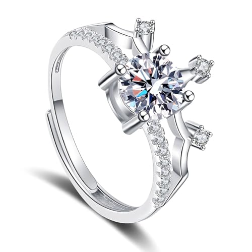 MenYiYDS 1 Pcs Prinzessin Krone Diamant Damenring aus Edelstahl, personalisierter Schmuck, verstellbare Öffnung, Geschenk für Frauen, Silber von MenYiYDS