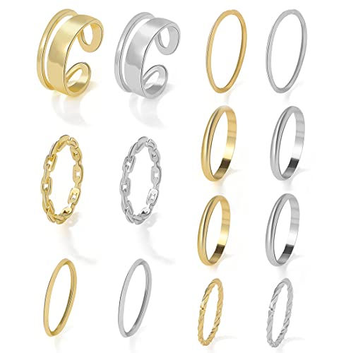 MenYiYDS 14 Stück Gold Knuckle Ring Set für Frauen, Ringe,Schlangenkette Ring, Vintage Boho Midi Ringe Vintage Look Ring Set aus Silberringen, gemischte Größe (Gold und Silber) von MenYiYDS