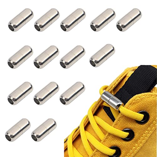 MenYiYDS -14 Stück Silber Schnürsenkel Schnalle Metall Silver Buckle Elastic Faule Shoelaces Fit Für Kinder Erwachsene Sneaker Kreative Schuhe von MenYiYDS