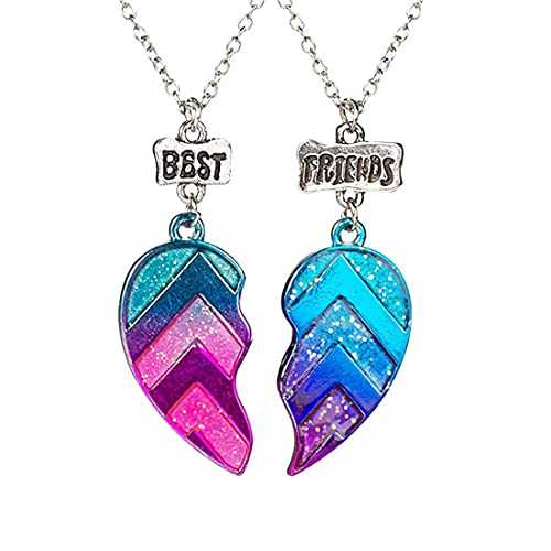 MenYiYDS 2 Stück BFF Necklaces Friendship Necklace Best Friends for Girls Birthday Gifts Pendant Chain Gifts (Violett and Blue) von MenYiYDS