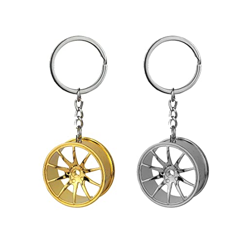 MenYiYDS-2 Stück verchromter Alufelgen Schlüsselanhänger glänzend | Auto | Rad | Speichenkante | Geschenk | Junge | Kind | Herren | Herren | Sport | von MenYiYDS