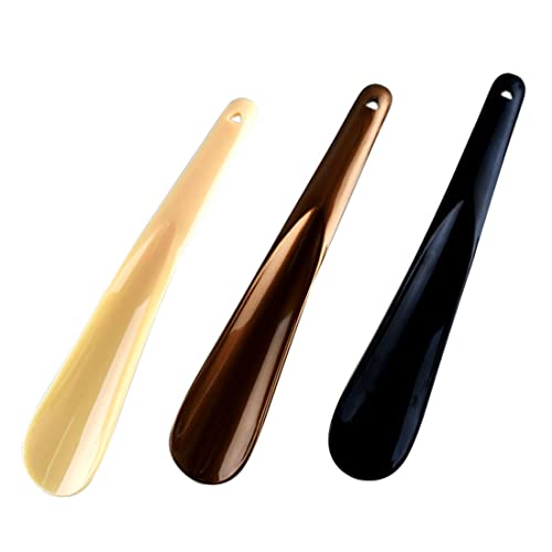 MenYiYDS schuhlöffel 19,5 cm Schuhanzieher Kunststoff Shoehorn Very Stable Shoe Horn with Ergonomic Shape, für Mann Frauen Kinder Senioren 3 Stück (braun, schwarz, weiß) von MenYiYDS