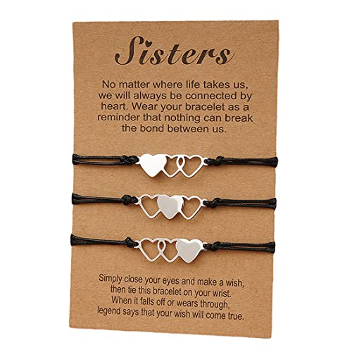MenYiYDS 3 Stücke Freundschaftsarmband Wunscharmbänder Set Armband Beste Freundin Distanz Armbänder Geschenke für Frauen Teen Männer Schwestern (Silber) von MenYiYDS