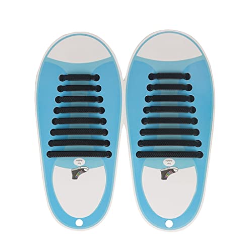 MenYiYDS Silikon-Schnürsenkel Elastische Schnürsenkel für Kinder und Erwachsene No Tie Gummischnürsenkel für alle Schuhe schleifenlose Schuhriemen für Laufschuhe wasserdichte (Schwarz) von MenYiYDS