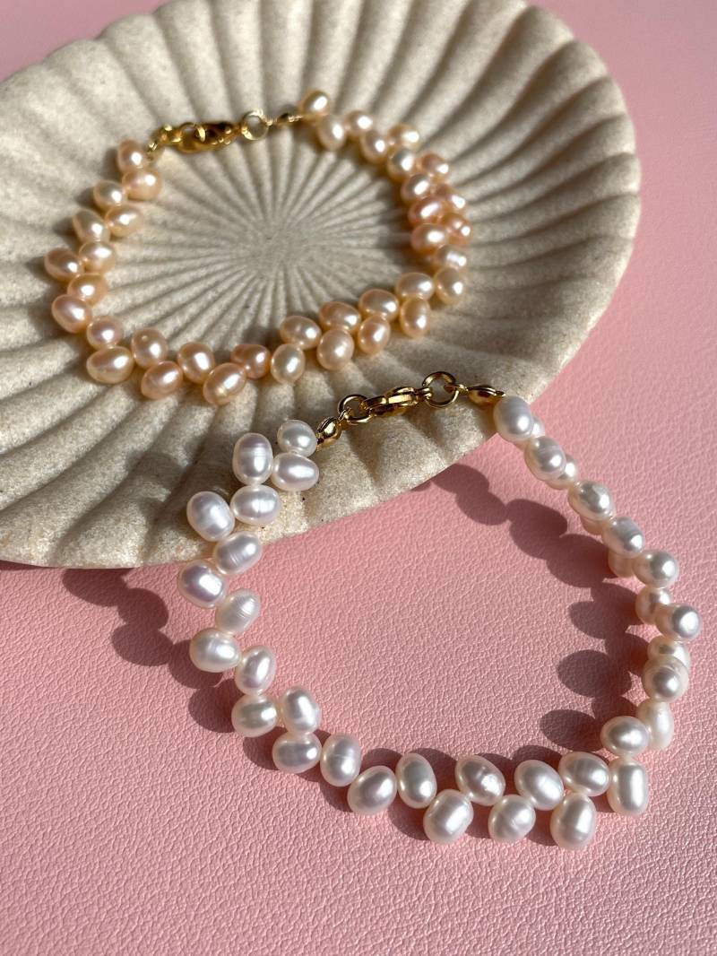 Süßwasserperlen Armband | Rosa Perlen Elegant Armkettchen Mit von MenamiSchmuck