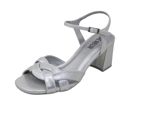 Menbur Sandalen mit Streifen 255980A00, silber, 37 EU von Menbur