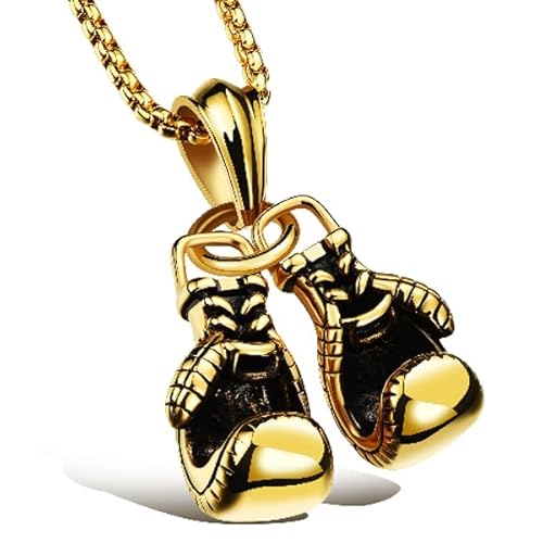 Boxhandschuh Kettenanhänger Herren Edelstahl Vergoldet von Mendes